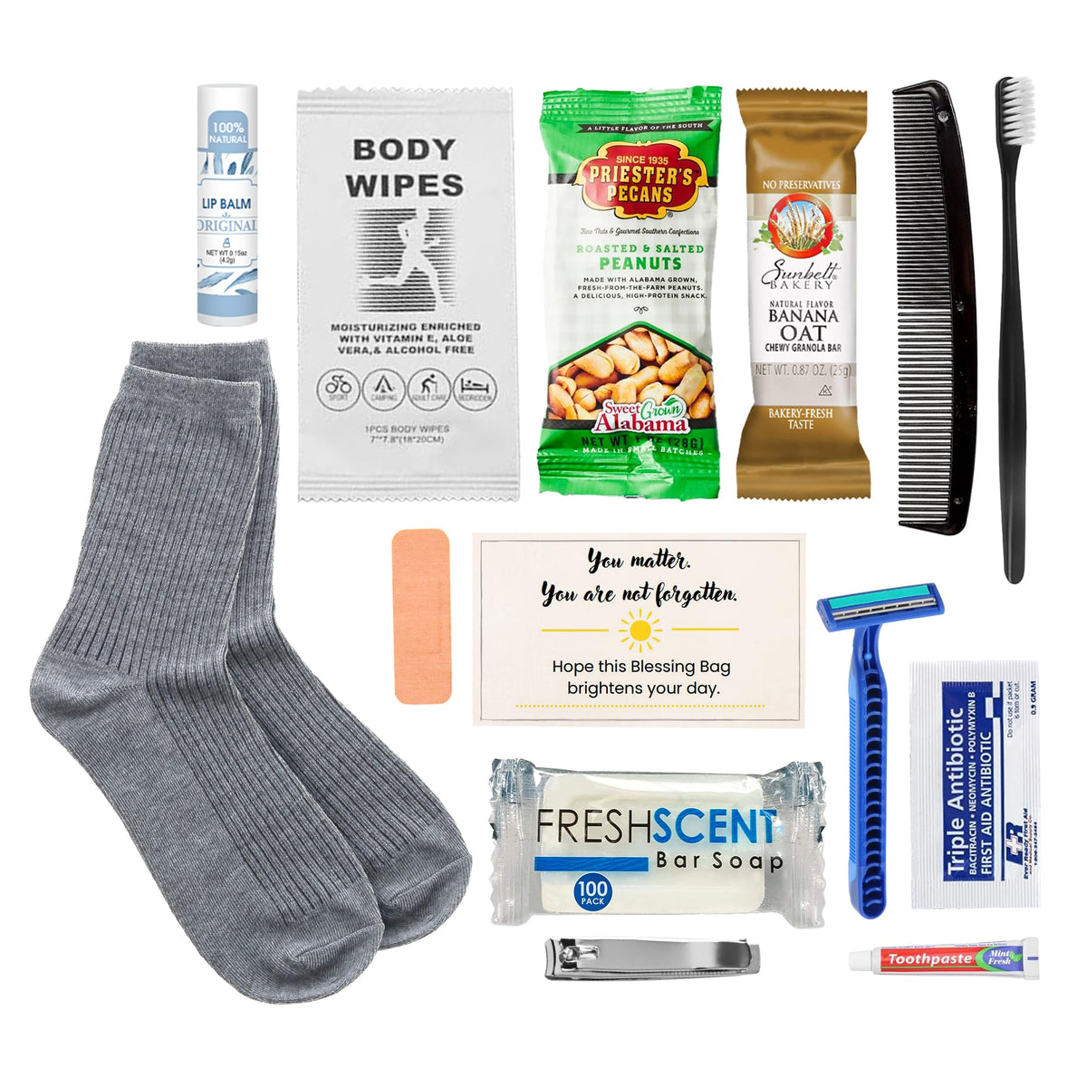 Homeless Care Package (5 Count) – Complete Hygiene Kits for homeless includes Food, Socks, First Aid and Personal Care Items – 100% Pre-Assembled & Ready to Distribute - Ideal for Outreach and Charity