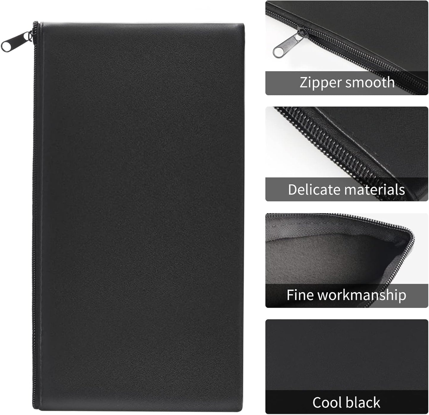 HOMESAN 6 Pieces Money Bags with Zipper, 11x6.1 inch Money Pouch, Bank Bag, Cash Bag, Check Wallet, Cosmetics
