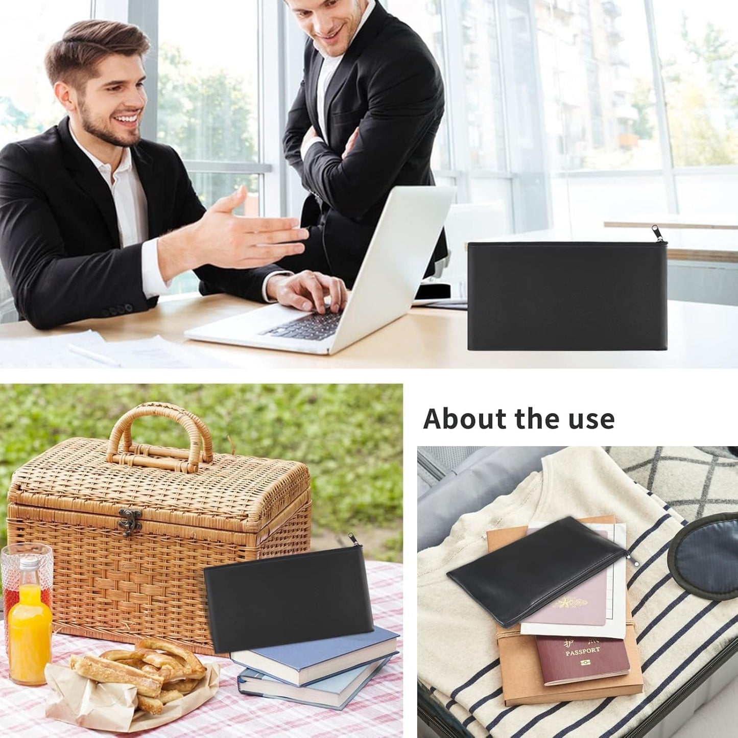 HOMESAN 6 Pieces Money Bags with Zipper, 11x6.1 inch Money Pouch, Bank Bag, Cash Bag, Check Wallet, Cosmetics