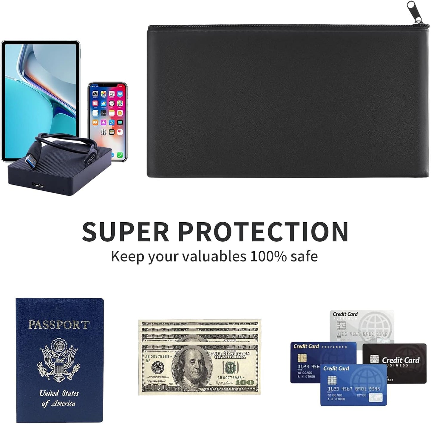 HOMESAN 6 Pieces Money Bags with Zipper, 11x6.1 inch Money Pouch, Bank Bag, Cash Bag, Check Wallet, Cosmetics