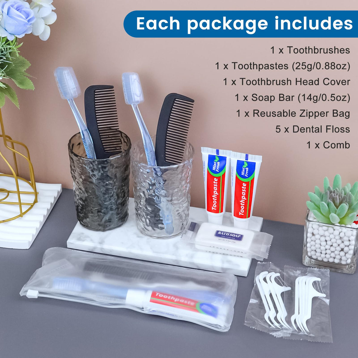 HQSLsund 50 Sets Personal Hygiene Kit Basic Toiletry Kits Homeless Supplies