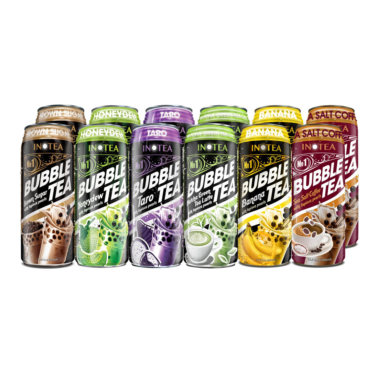HYOJATEM INOTEA Bubble Tea Pack of 12 – 16.6oz Cans, Black Tea with Boba