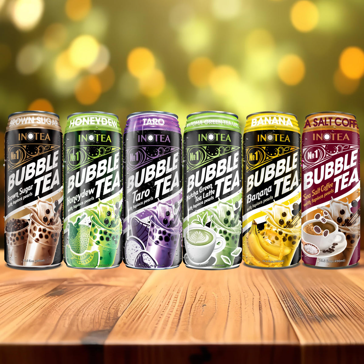 HYOJATEM INOTEA Bubble Tea Pack of 12 – 16.6oz Cans, Black Tea with Boba