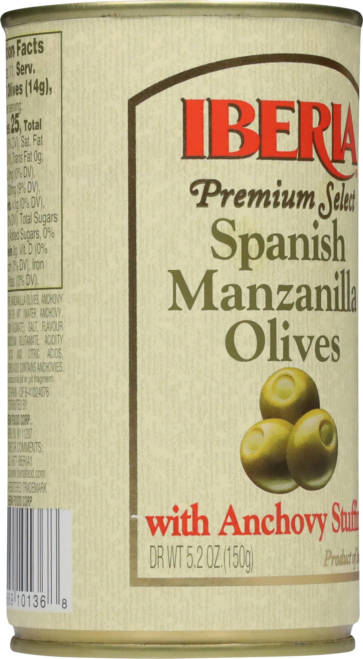 Iberia Spanish Manzanilla Olives Stuffed with Anchovies – 5.25 oz Each (Pack of 12)