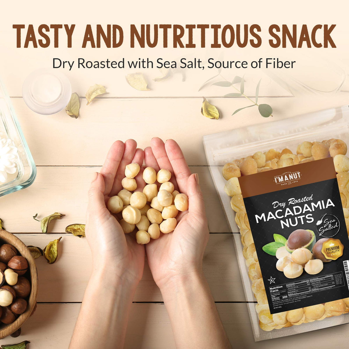 I'm A Nut Oven Roasted Macadamia Nuts with Sea Salt - 48 oz (3 lb) | Batch Tested Peanut & Gluten Free | No Oil
