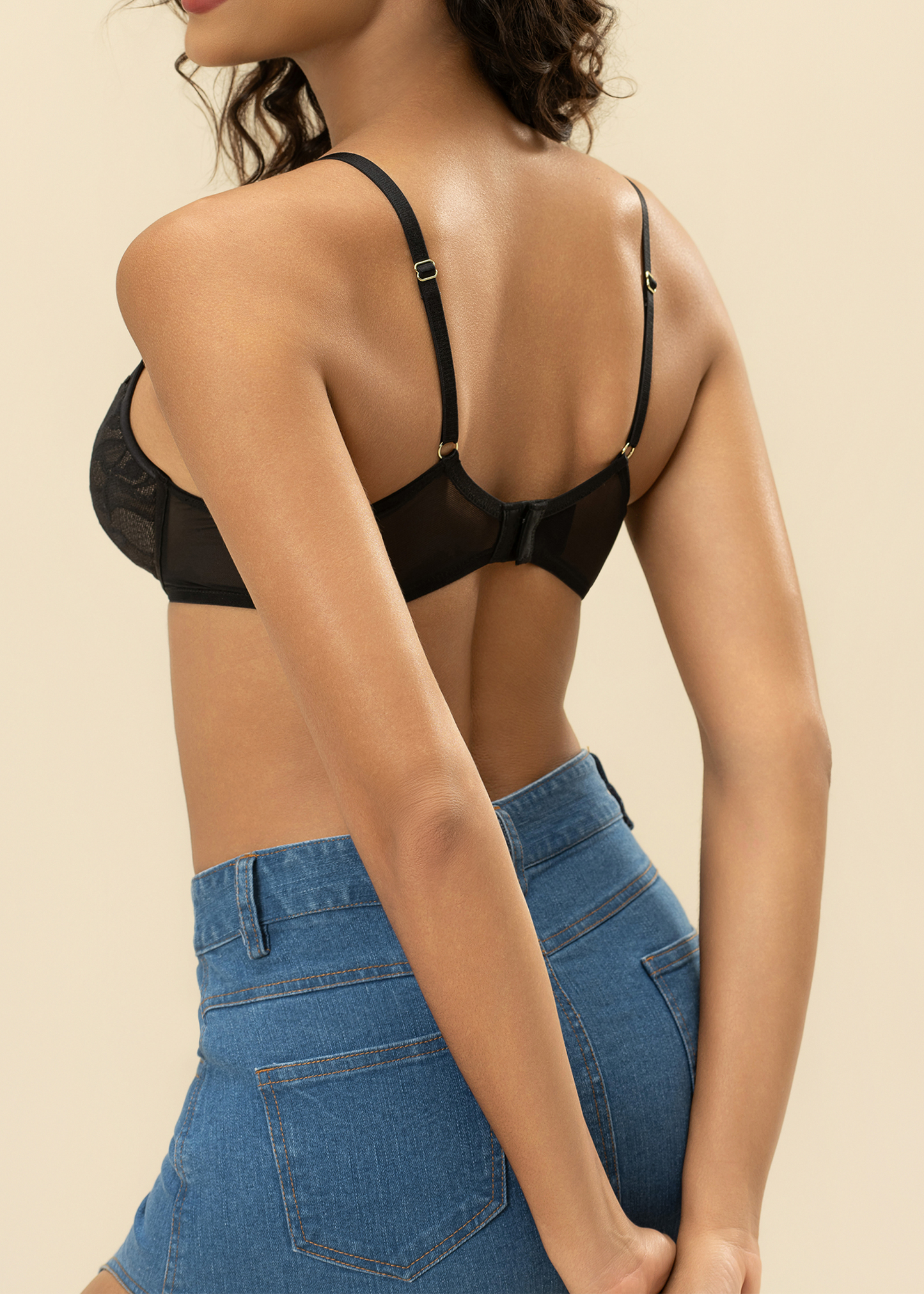 IMOGEN Sexy Black Lace Unlined Plunge Bra