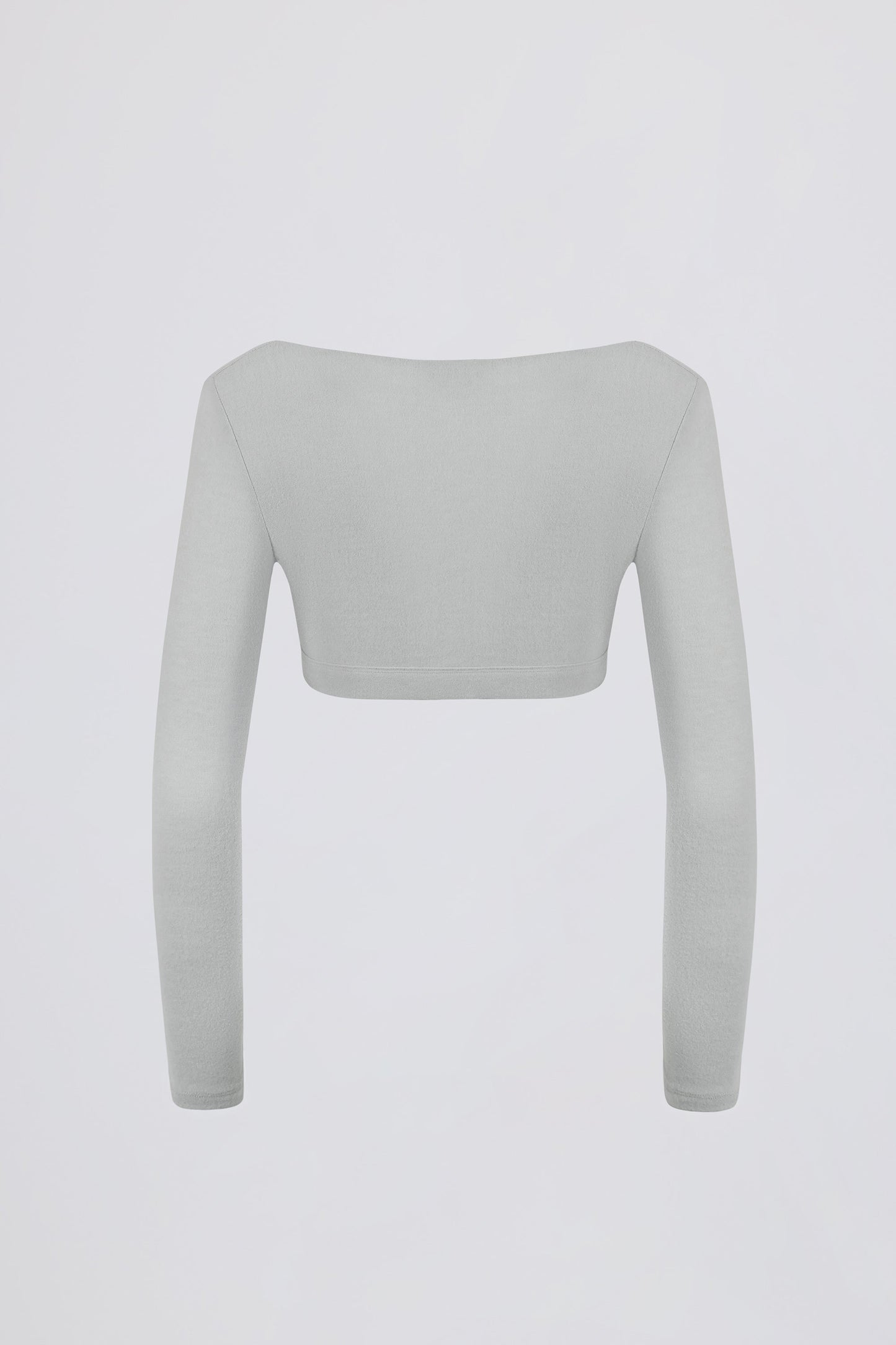 Brushed Jersey V-Neck Crop Top in Fog Grey
