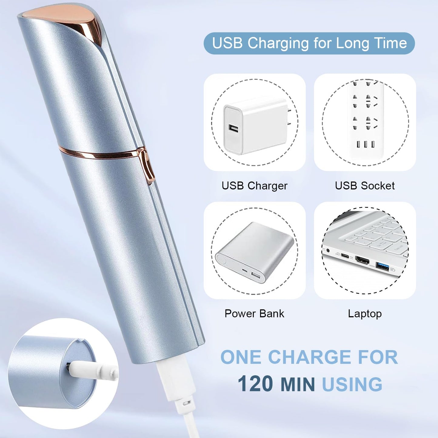 innobeaut Painless Electric Facial Hair Remover for Women, USB Rechargeable