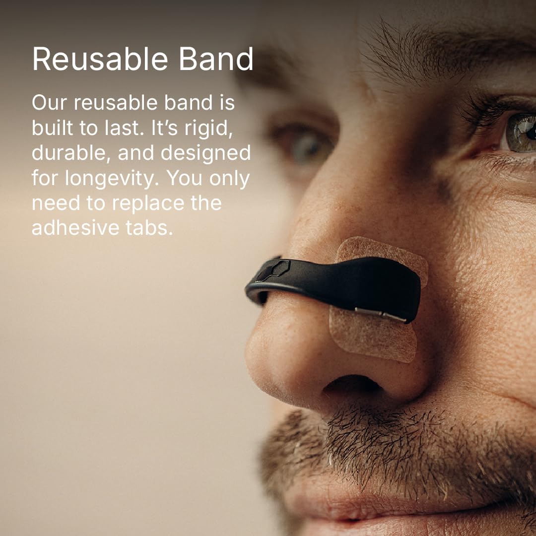 Intake Breathing — Magnetic Nasal Strips Starter Kit | Reusable Band + Tabs | Nasal Strips for Sleep, Snoring, Breathing & Sports | Stronger Lift Than Traditional Nose Strips | 4 Sizes, 30 Tabs, Black