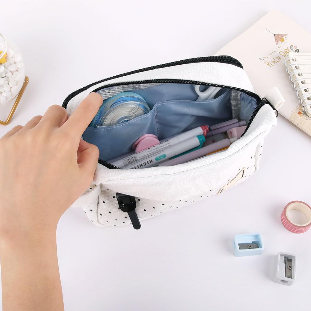 iSuperb Big Capacity Pencil Case Polka Dots Pencil Pouch Bag