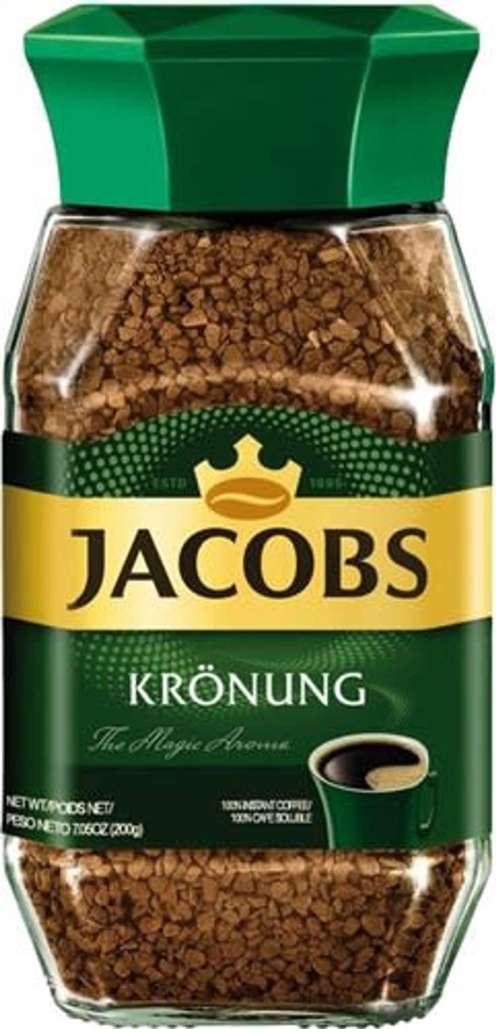 Jacobs Kronung Instant Coffee – 200 g / 7.05 oz (Pack of 6) | Quick, Rich Aroma