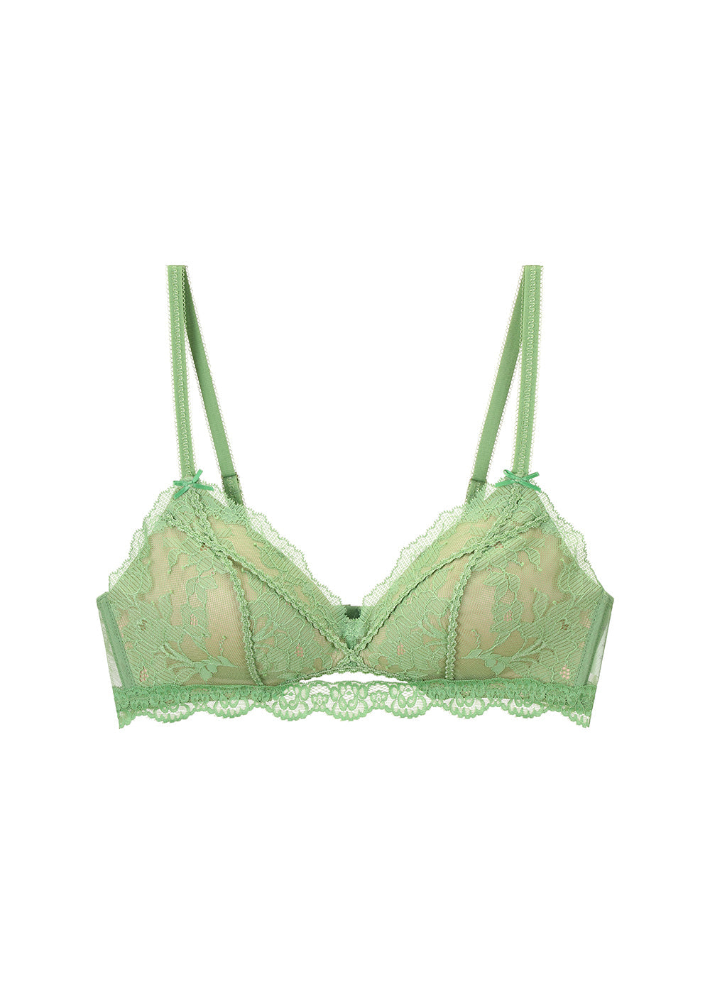 JANET Plus Green Lace Wireless Triangle Bra with Molded Padded Cups