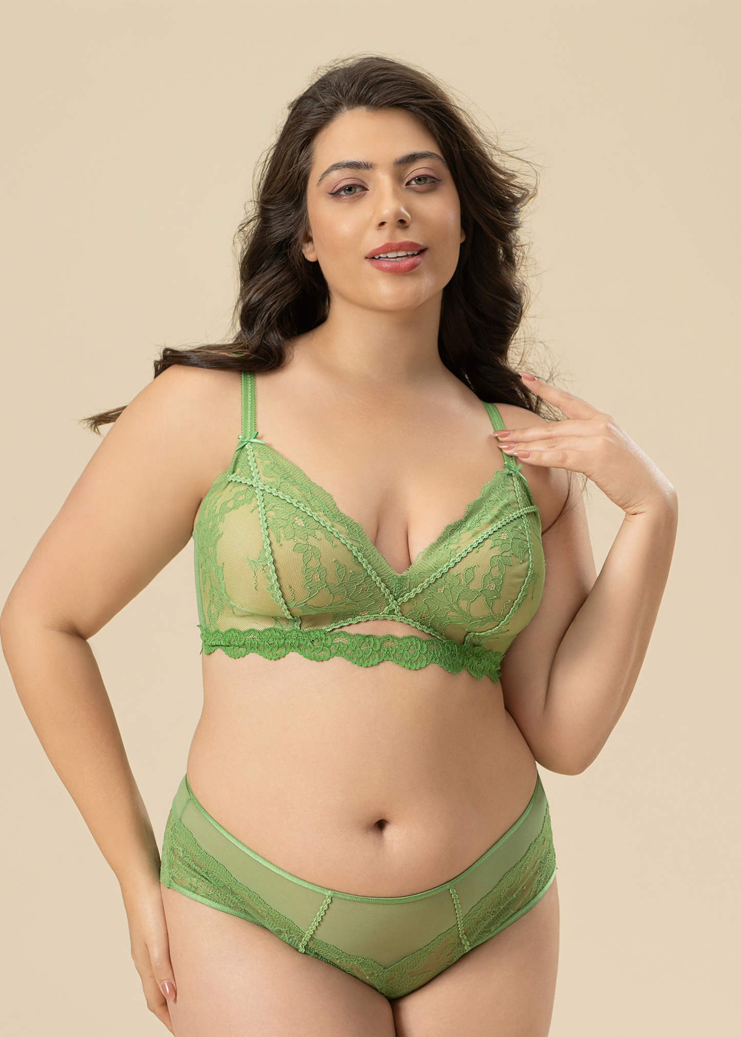 JANET Plus Green Lace Boyshort Panties