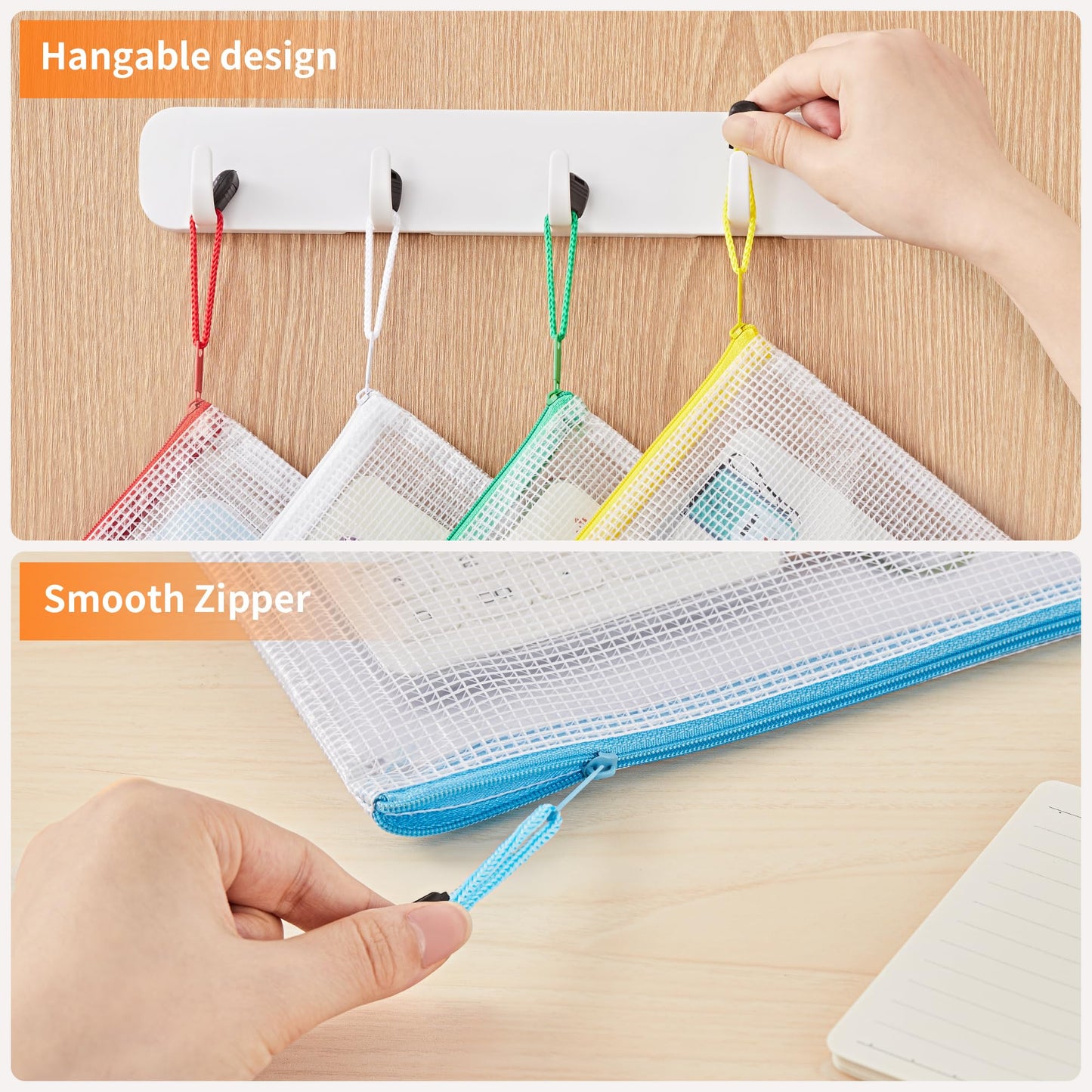 JARLINK A4 Mesh Zipper Pouch Bags, 24 Pcs Waterproof Zipper Pouch Bags