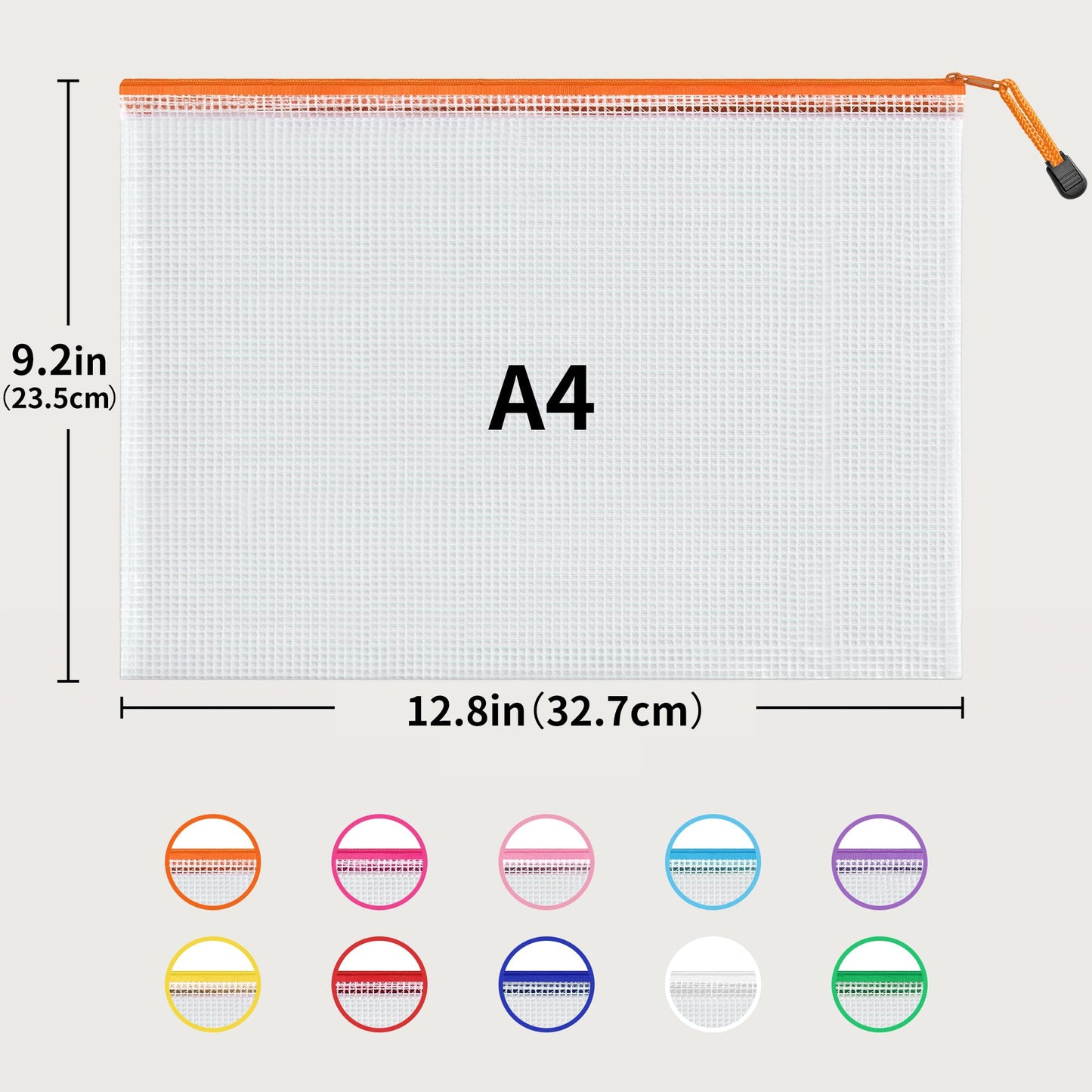 JARLINK A4 Mesh Zipper Pouch Bags, 24 Pcs Waterproof Zipper Pouch Bags