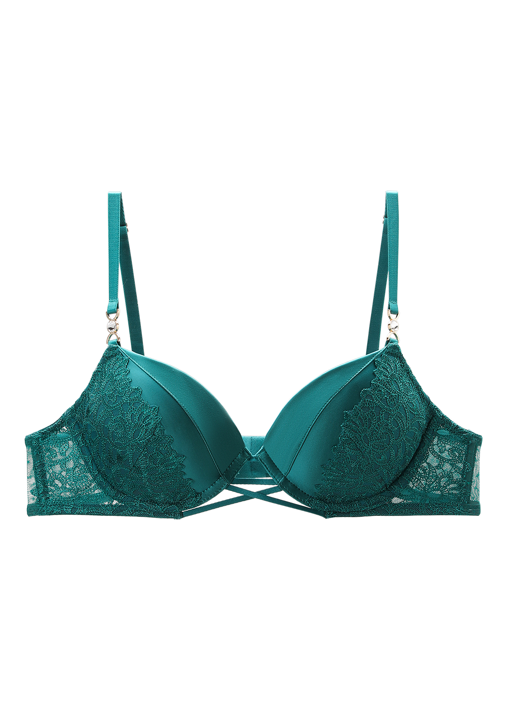 JESSICA Plus Green Lace Push-Up Underwired Molded Cup Demi Bra