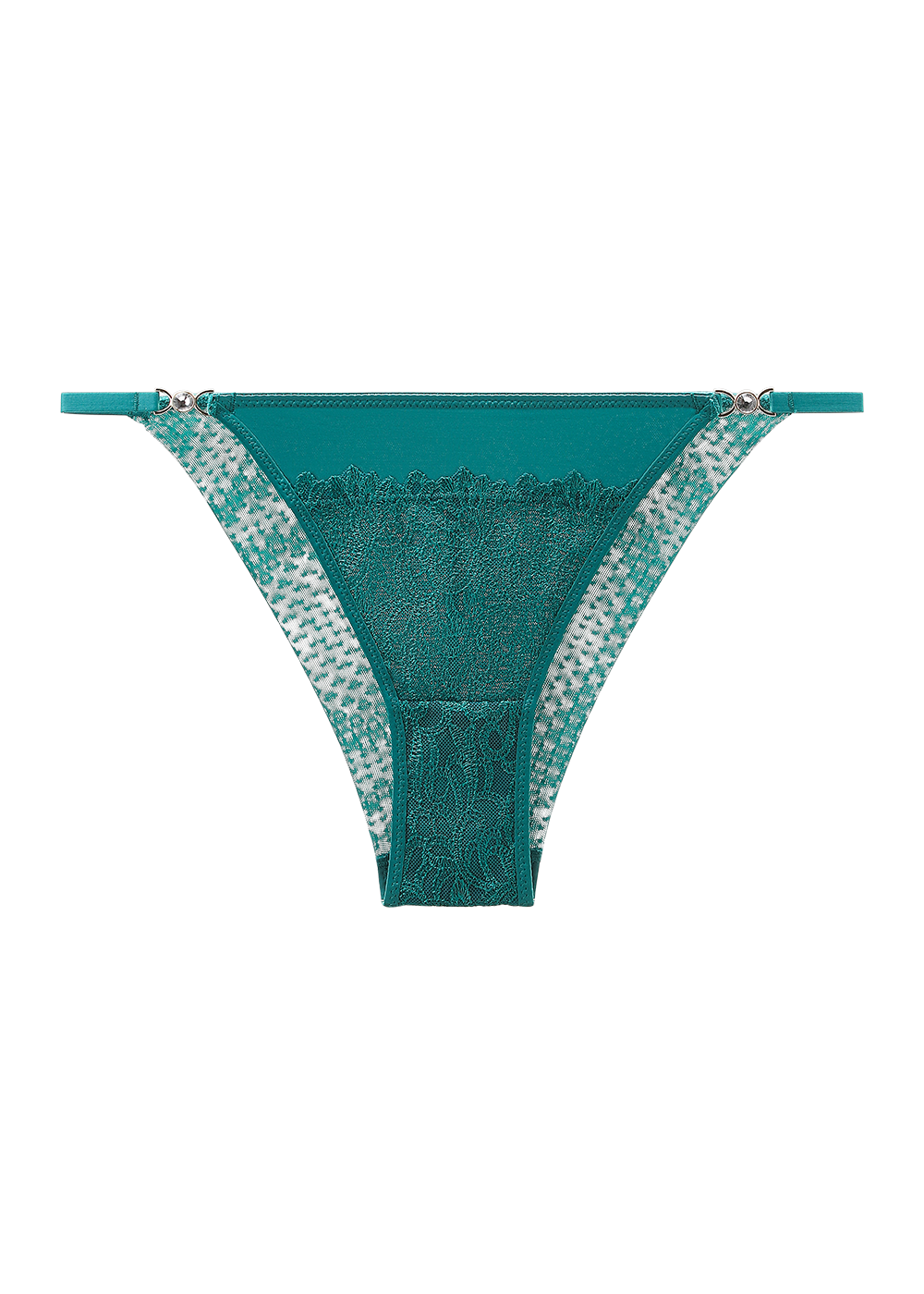 JESSICA Sexy Green Lace Tanga Panties with Diamond Accents