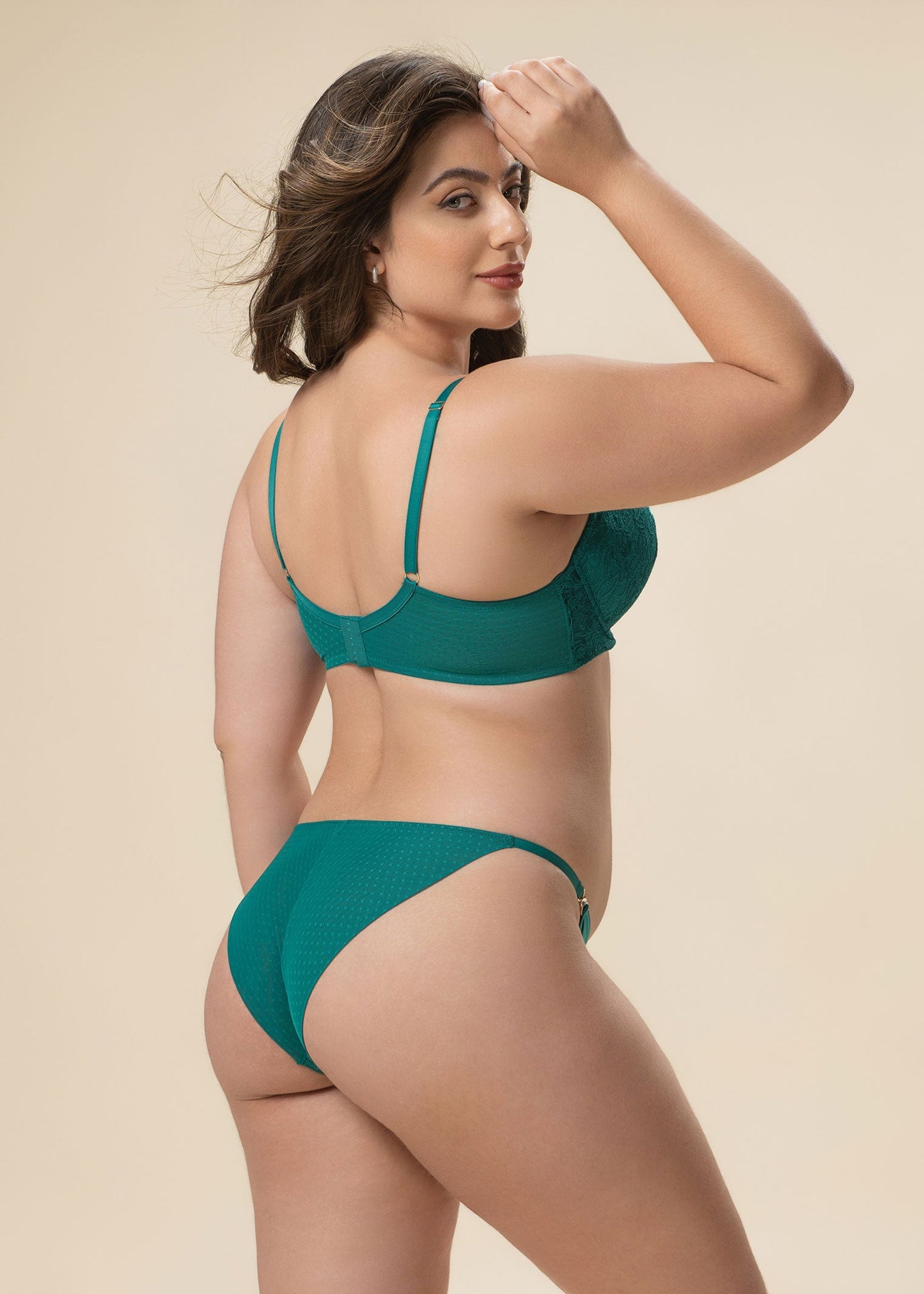 JESSICA Plus Sexy Green Lace Tanga Panties with Diamond Accents