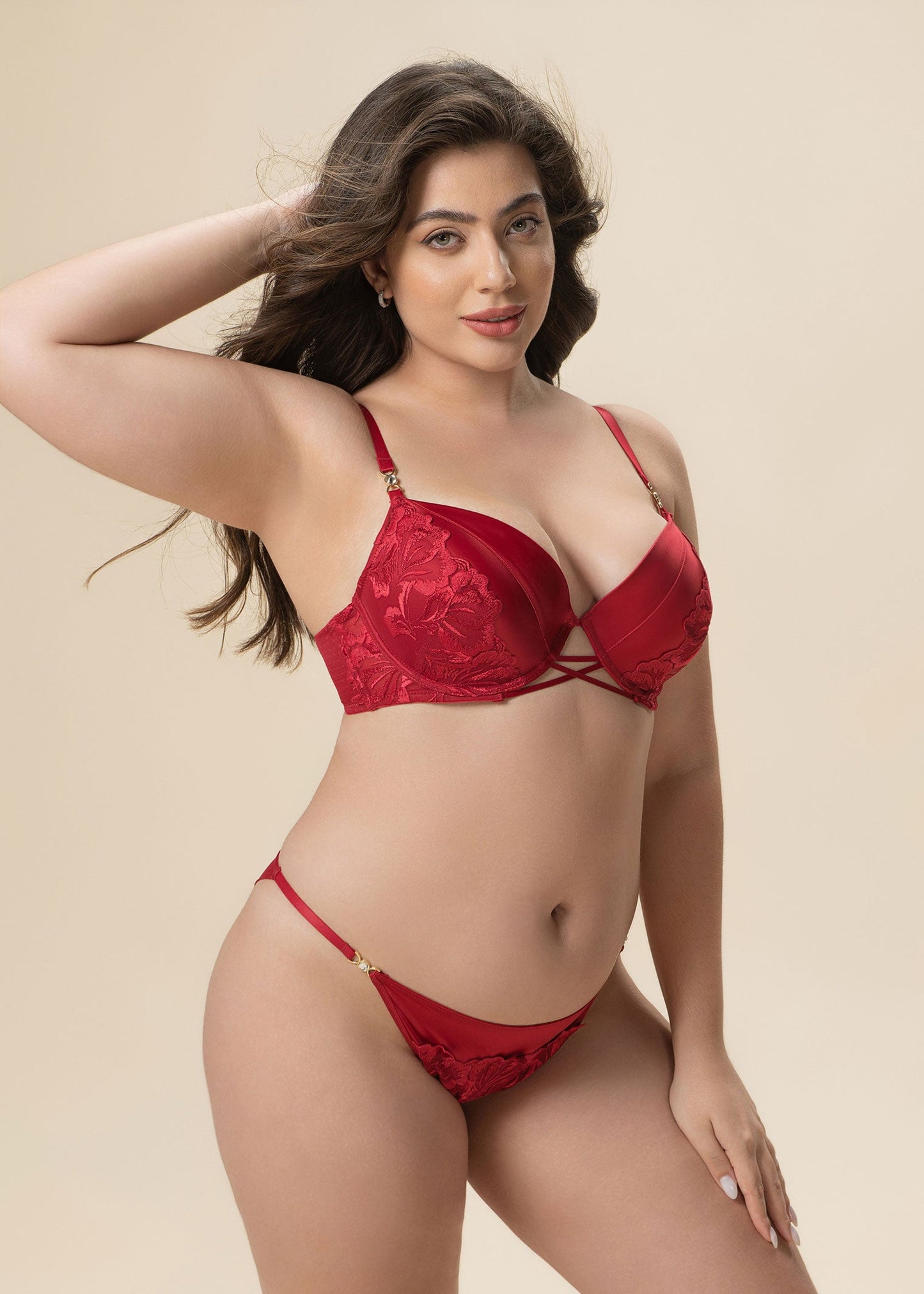 JESSICA Plus Sexy Red Lace Tangas Panties