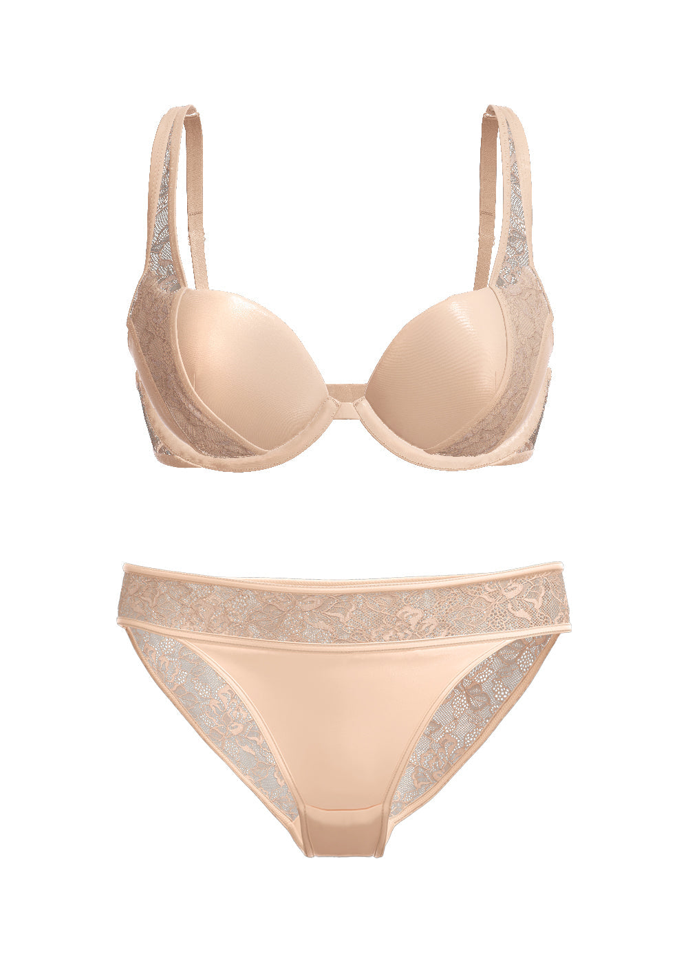 JOLIN Plus Nude Floral Lace Lingerie Set