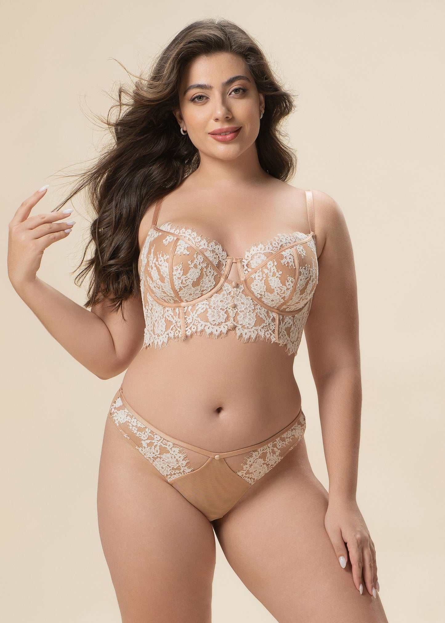 JULIA Plus Sexy Nude Lace Tangas Panties