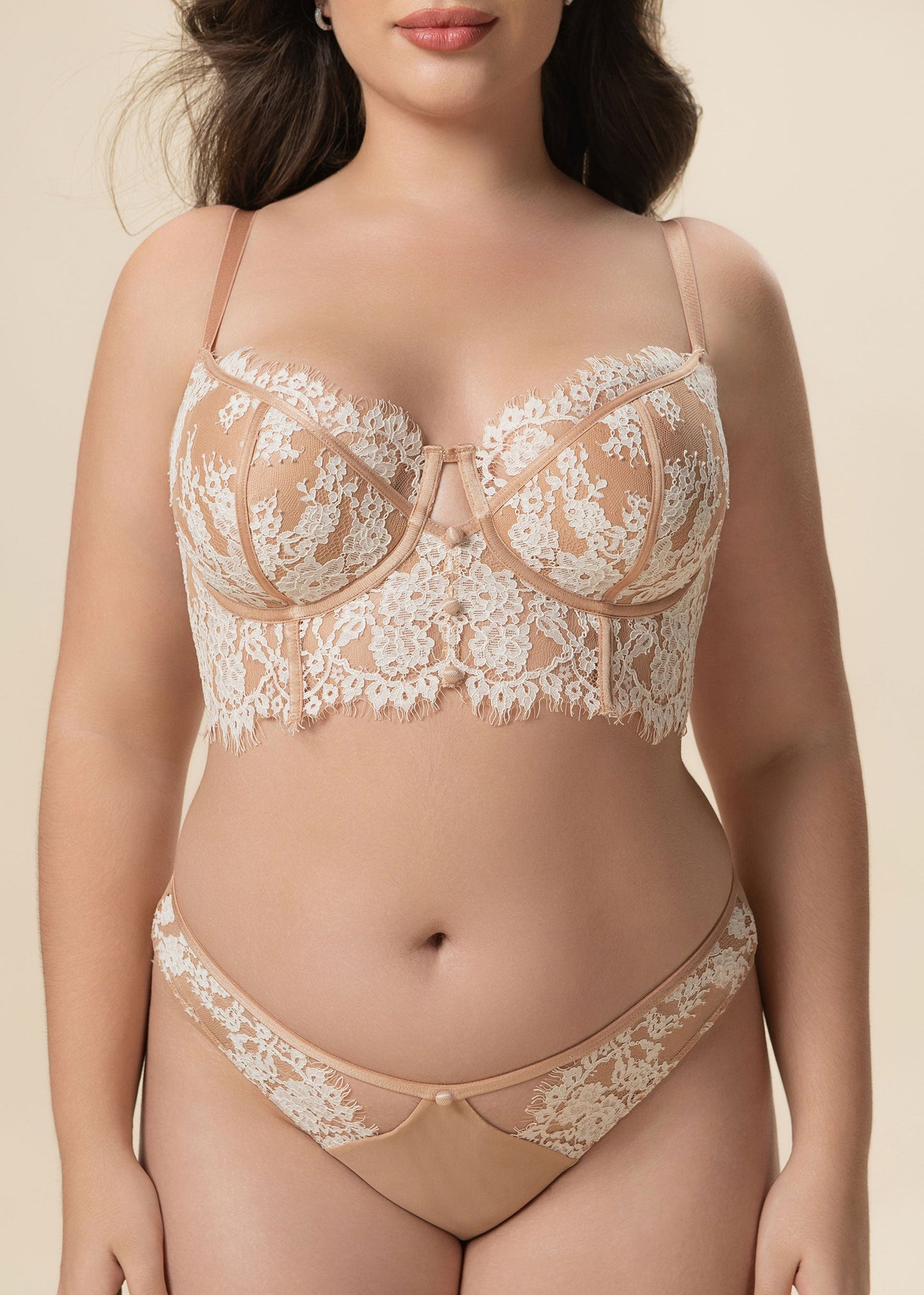 JULIA Plus Sexy Nude Lace Tangas Panties