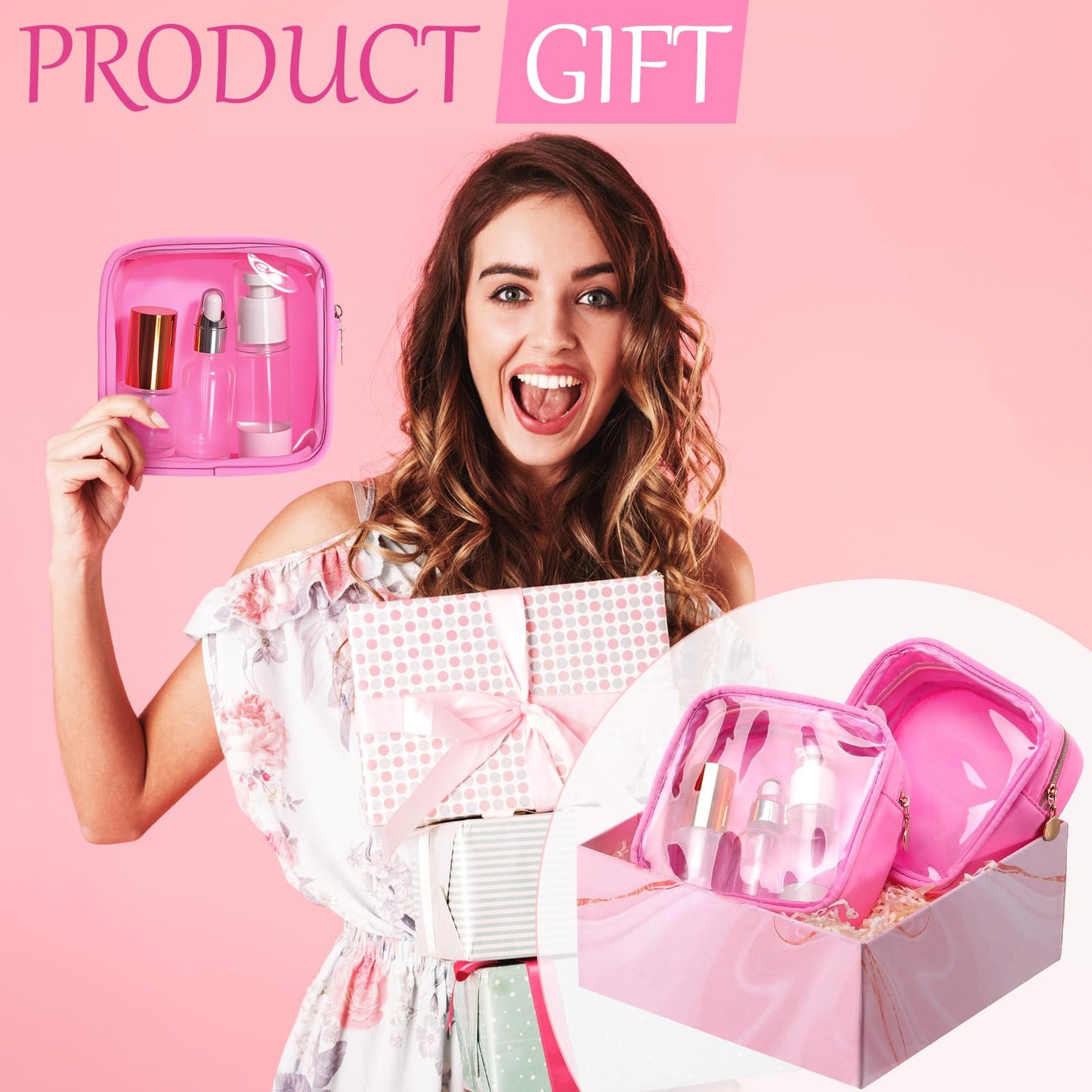 Kacctyen 12 Pcs Mini Square Makeup Bag 5.12 Inch Small Pink Nylon Pouch for Purse Mini Transparent Nylon Pouch with Zipper Small Cosmetic Travel Makeup Bag Purse Organizer for Women