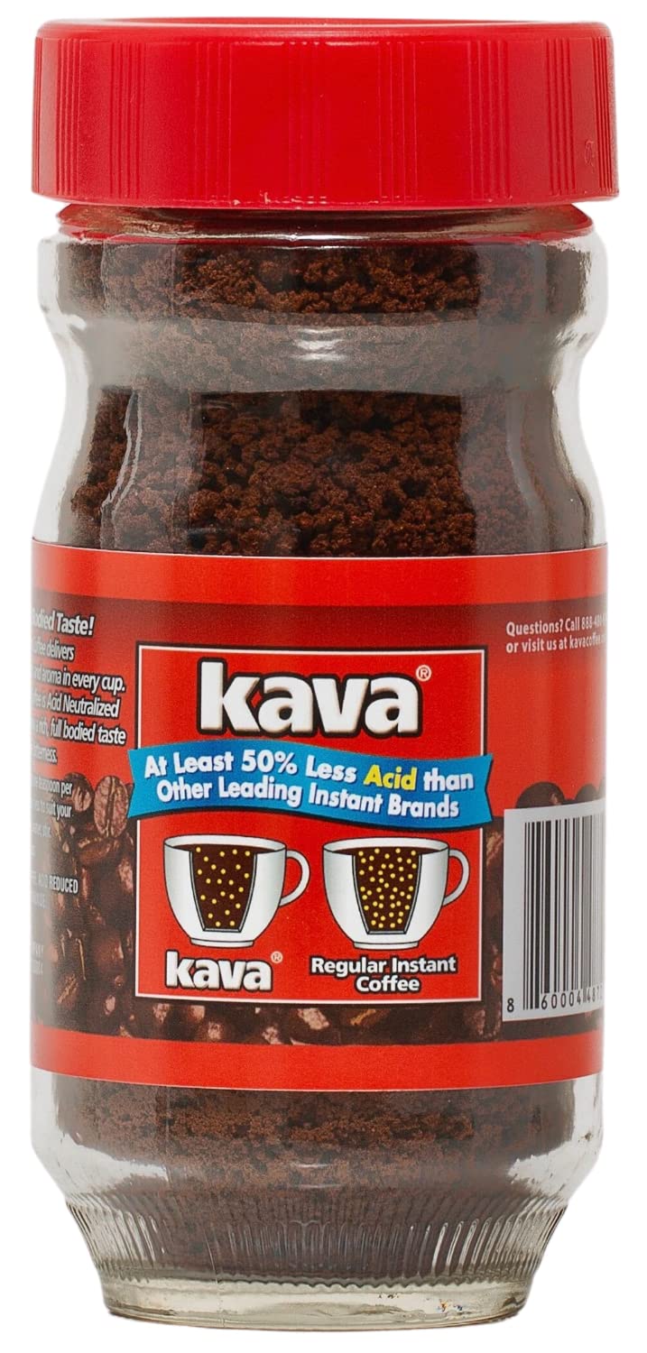 Kava Acid Neutralized Instant Coffee, 4 oz (Pack of 12) | Reduced-Acid Instant Coffee