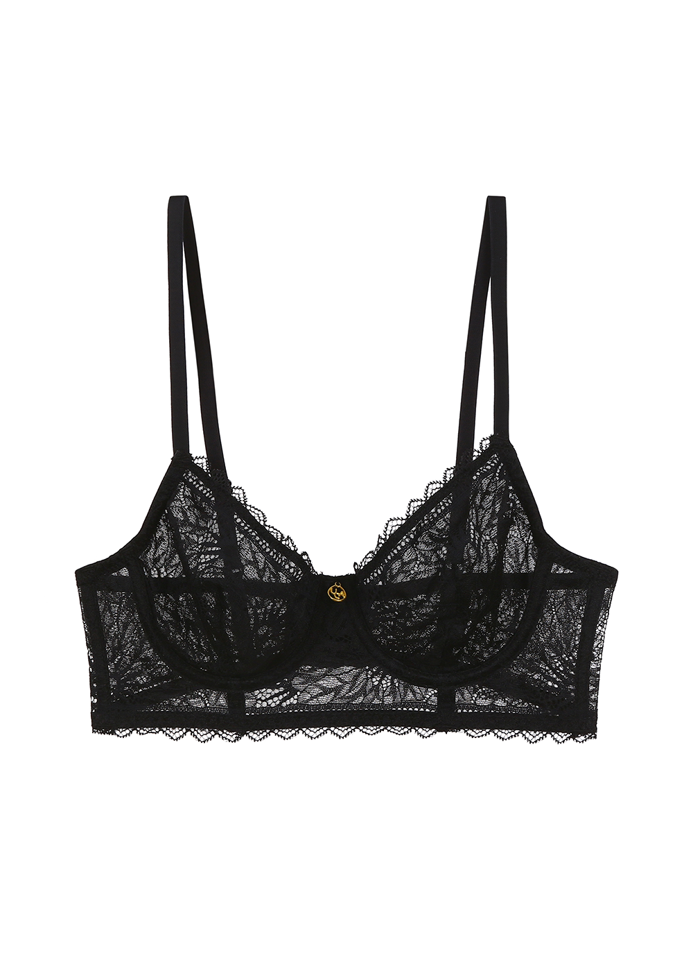 KAYLA Glamorous Unlined Lace Black Long Demi Bra