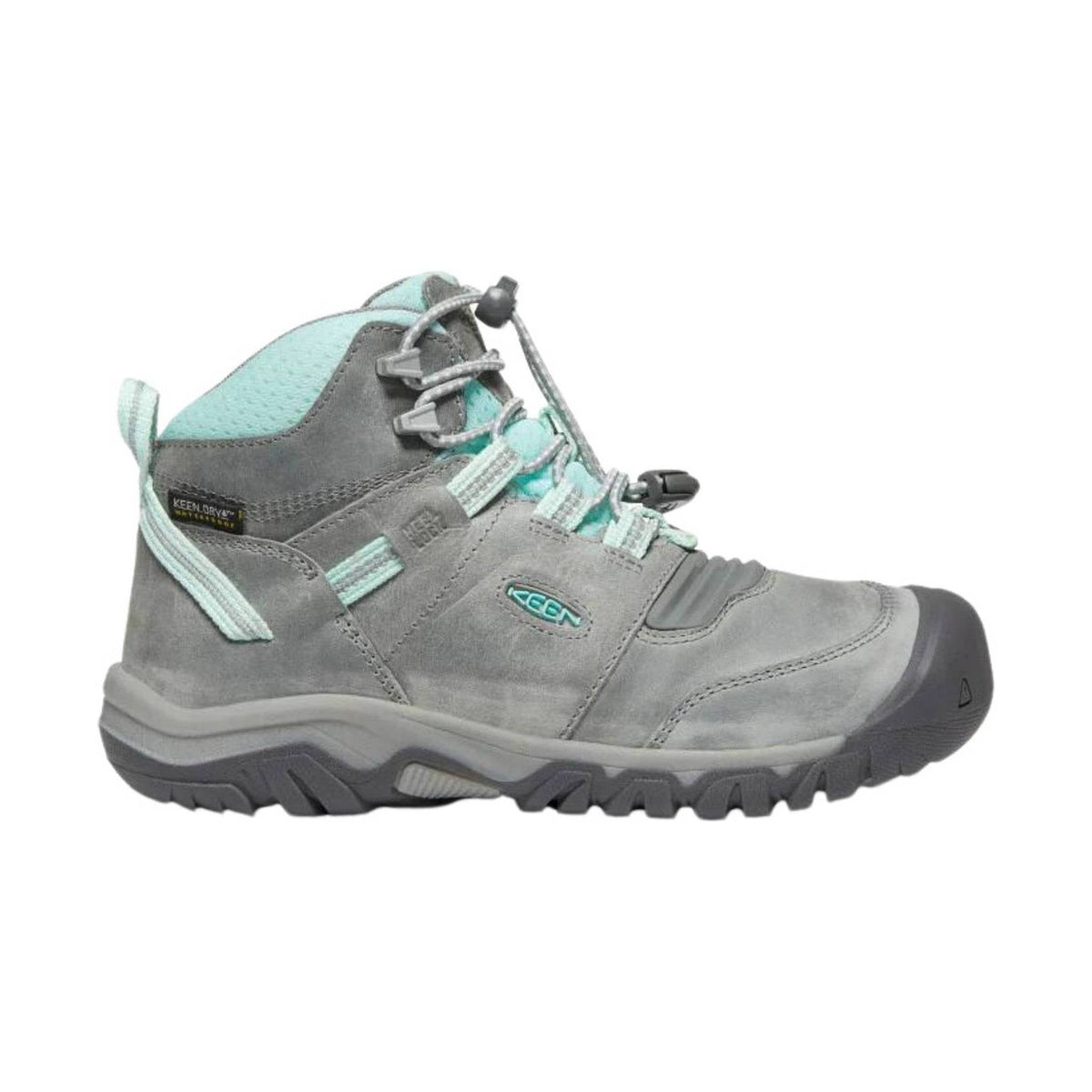KEEN Big Kids' Ridge Flex Waterproof Mid Boot- Grey/Blue Tint