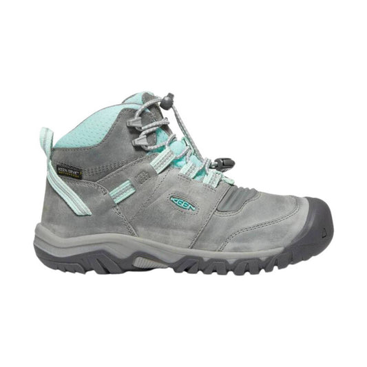 KEEN Big Kids' Ridge Flex Waterproof Mid Boot- Grey/Blue Tint