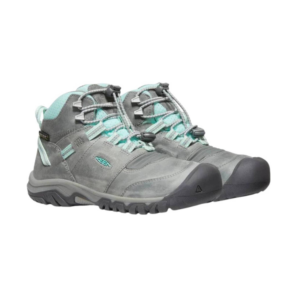 KEEN Big Kids' Ridge Flex Waterproof Mid Boot- Grey/Blue Tint