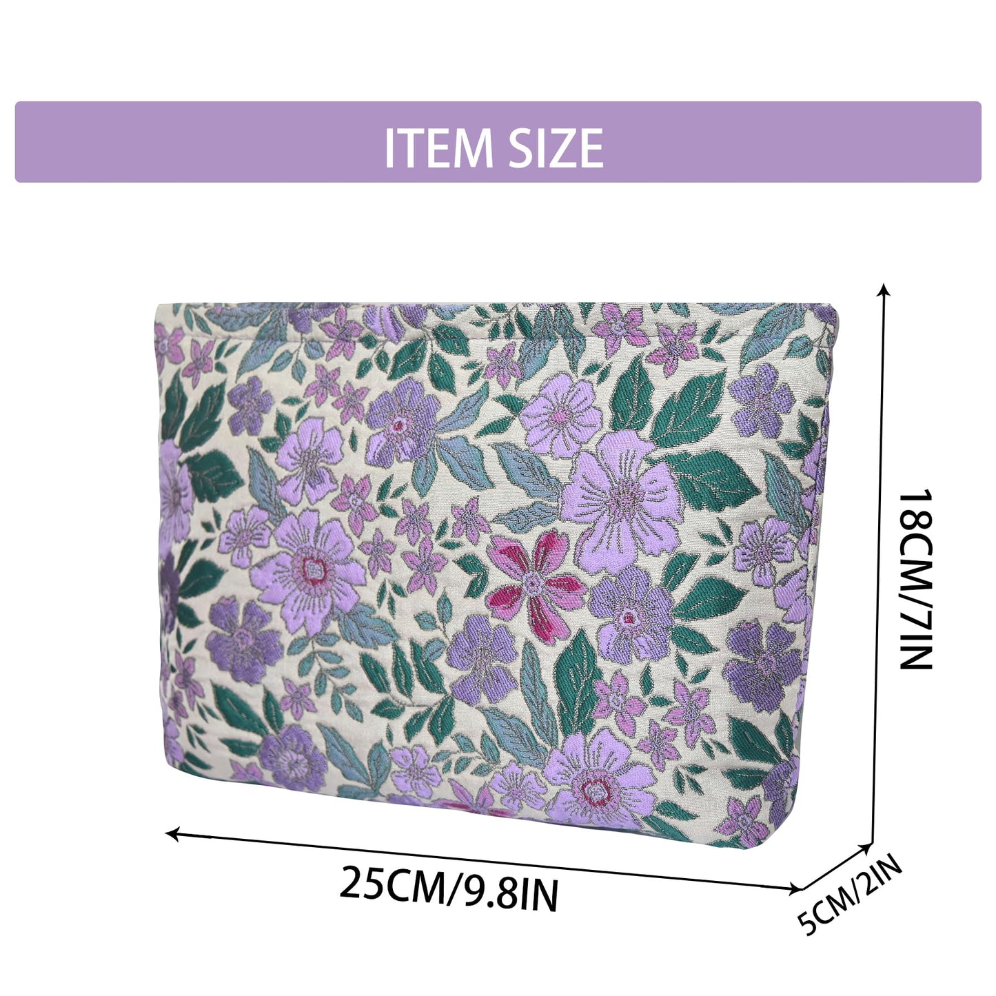 KeYaMee Make Up Bag Cosmetic Bags for Travel Women Floral Organizer Pouch