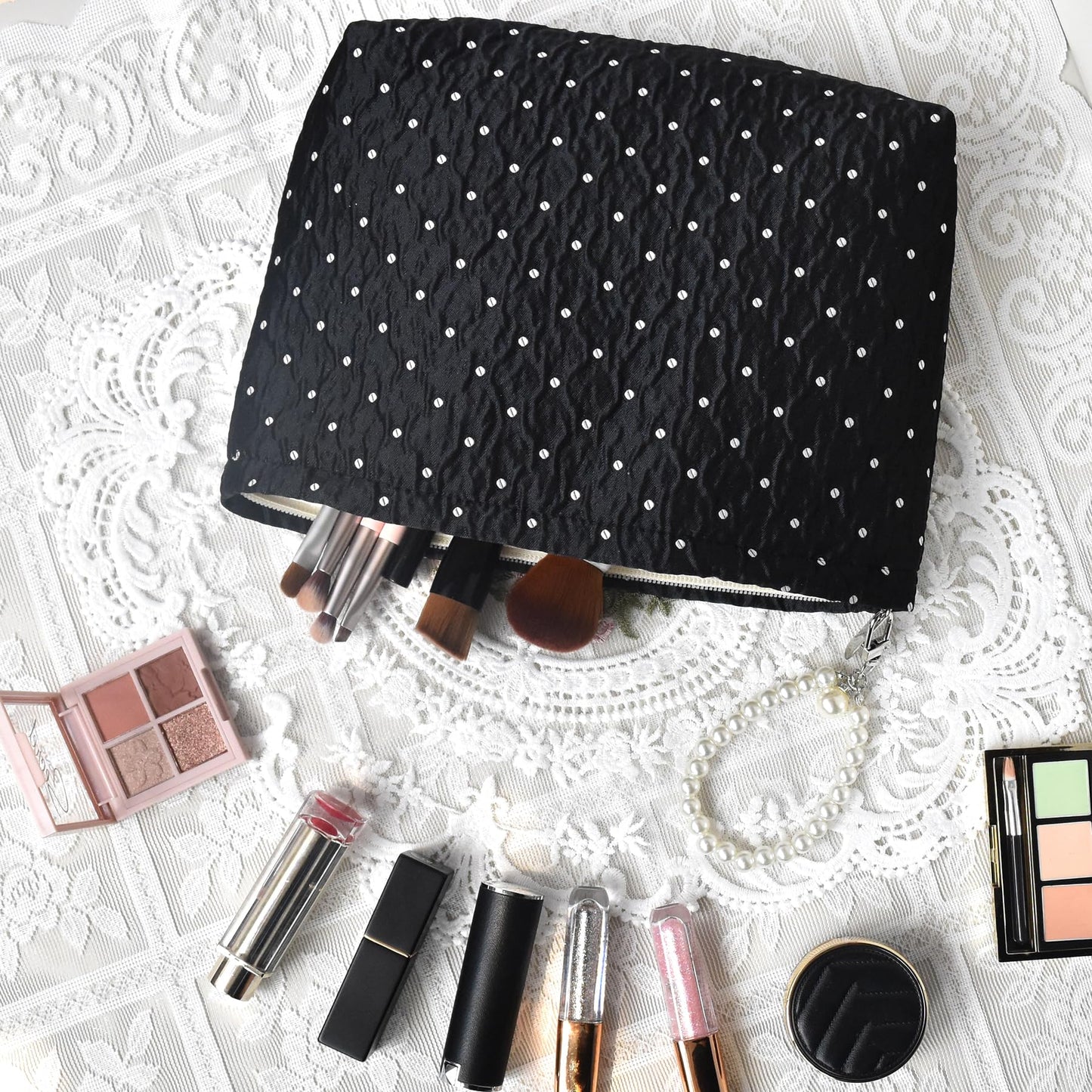 KeYaMee Makeup Bag Travel Cosmetic Bags for Purse Women Organizer Pouch