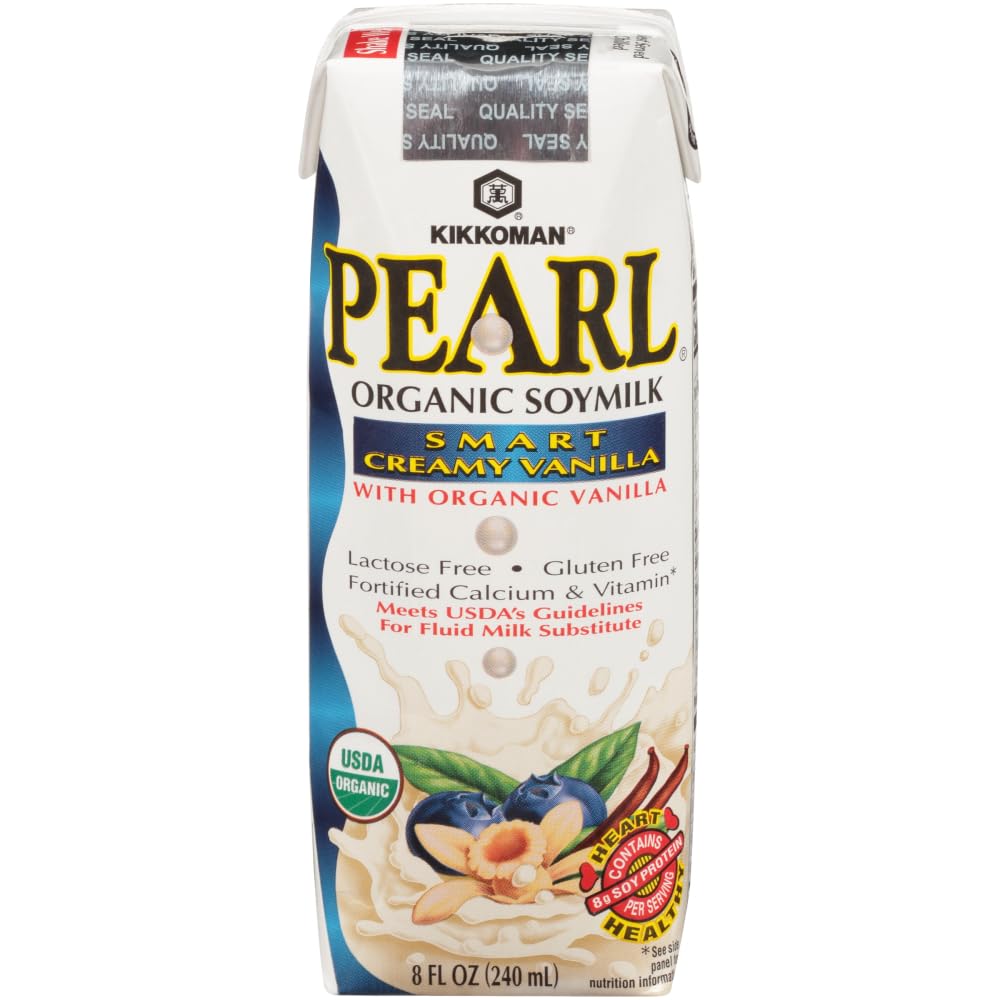 Kikkoman Pearl Organic Smart Creamy Vanilla Soymilk, 8 fl oz | 24 per case