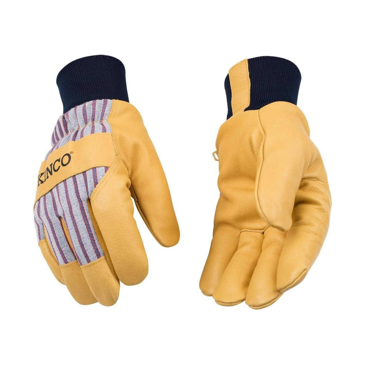 Kinco Kids' Lined Grain Leather Palm With Safety Cuff Gloves - Otto Striped