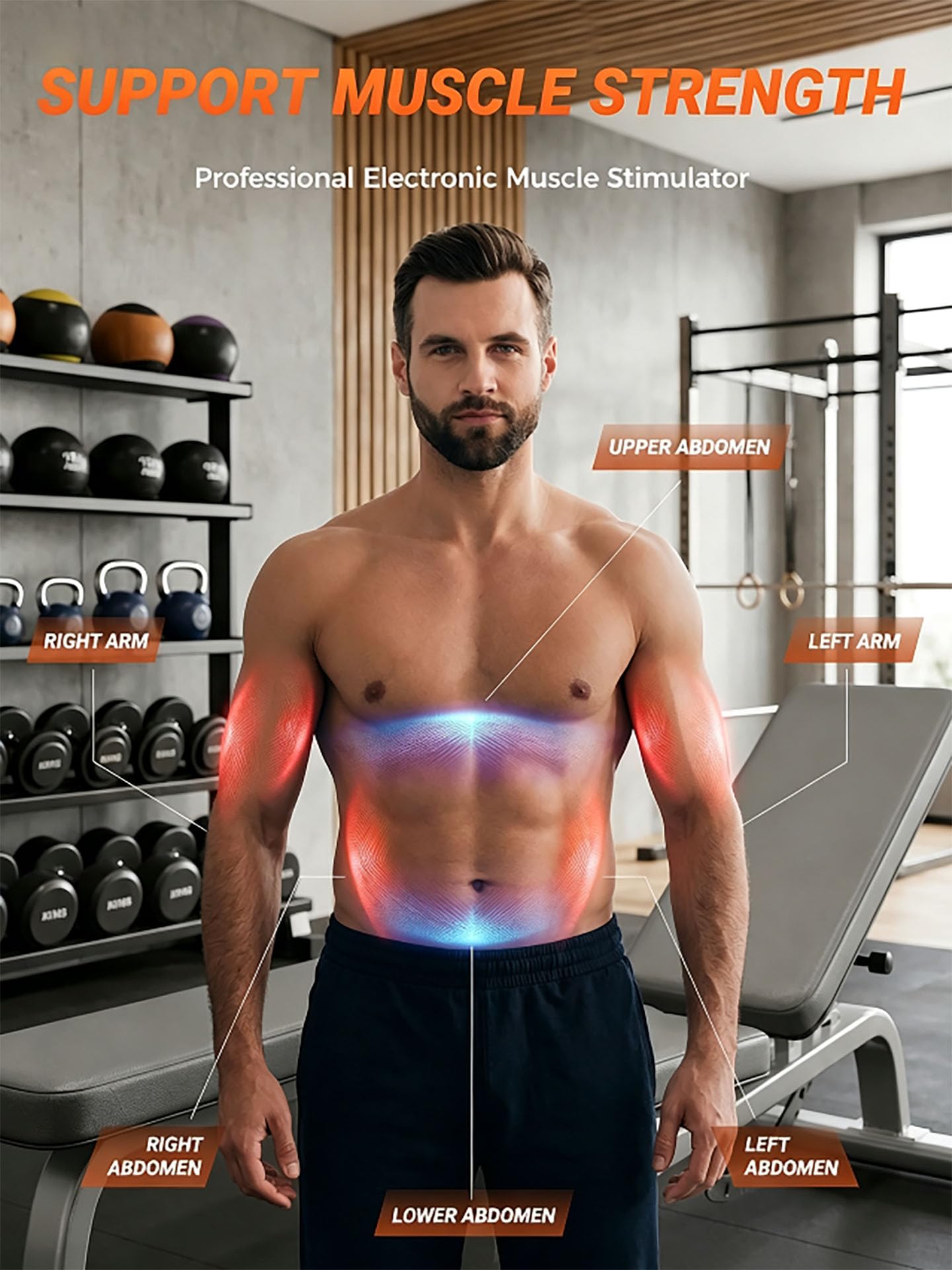KSEI EMS Muscle Stimulator, Ab Stimulator Belt 3-Piece Set Wireless Toner