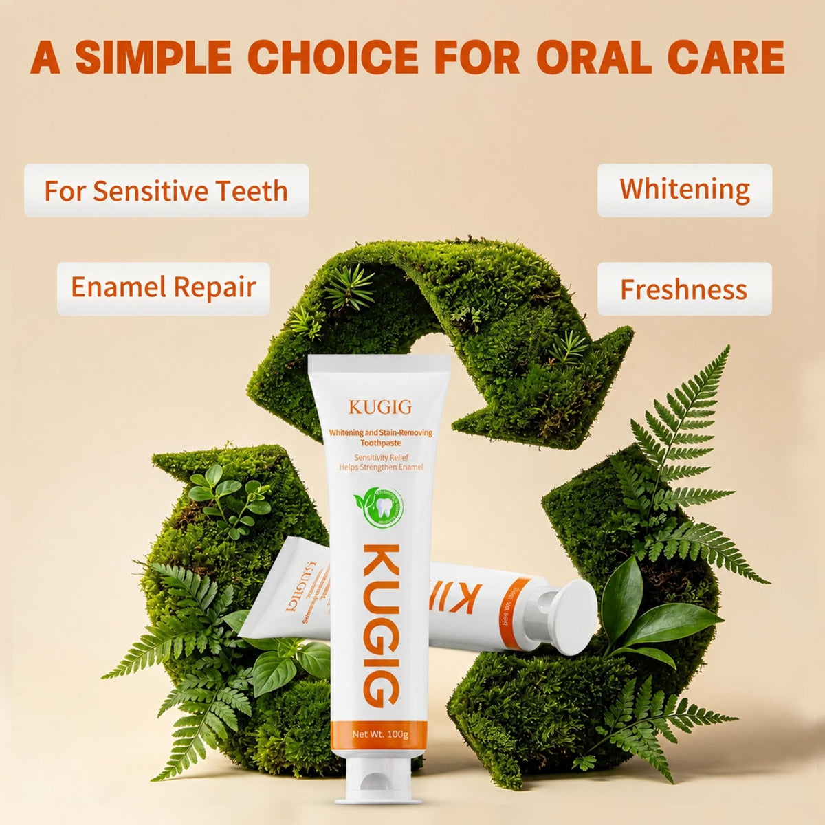 KUGIG Toothpaste for Sensitive Teeth, Gentle Enamel Care, Helps Support Gum Care & Plaque Control, Strengthens Enamel, Fresh Breath for Daily Use 3.5 Fl Oz (One Pack)