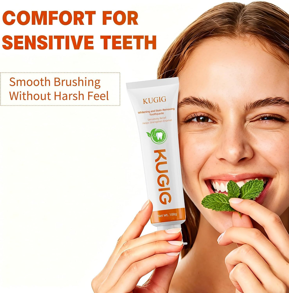 KUGIG Toothpaste for Sensitive Teeth, Gentle Enamel Care, Helps Support Gum Care & Plaque Control, Strengthens Enamel, Fresh Breath for Daily Use 3.5 Fl Oz (One Pack)