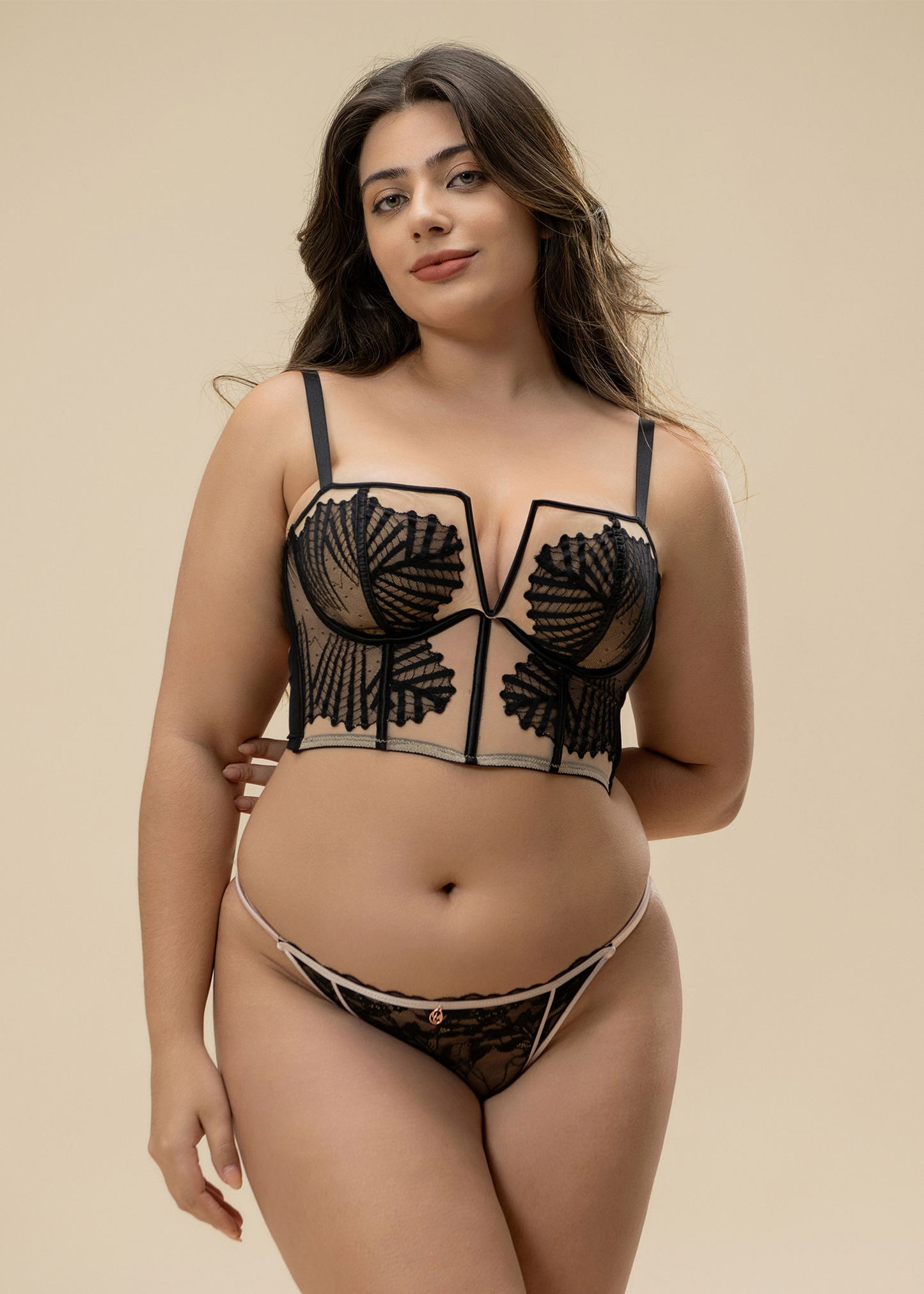 LESLIE Plus Sexy Lace Underwired Corset Top
