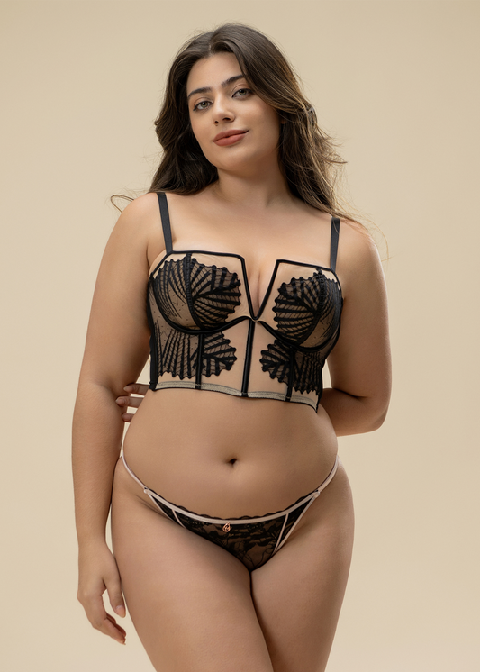 LESLIE Plus Sexy Lace Underwired Corset Top