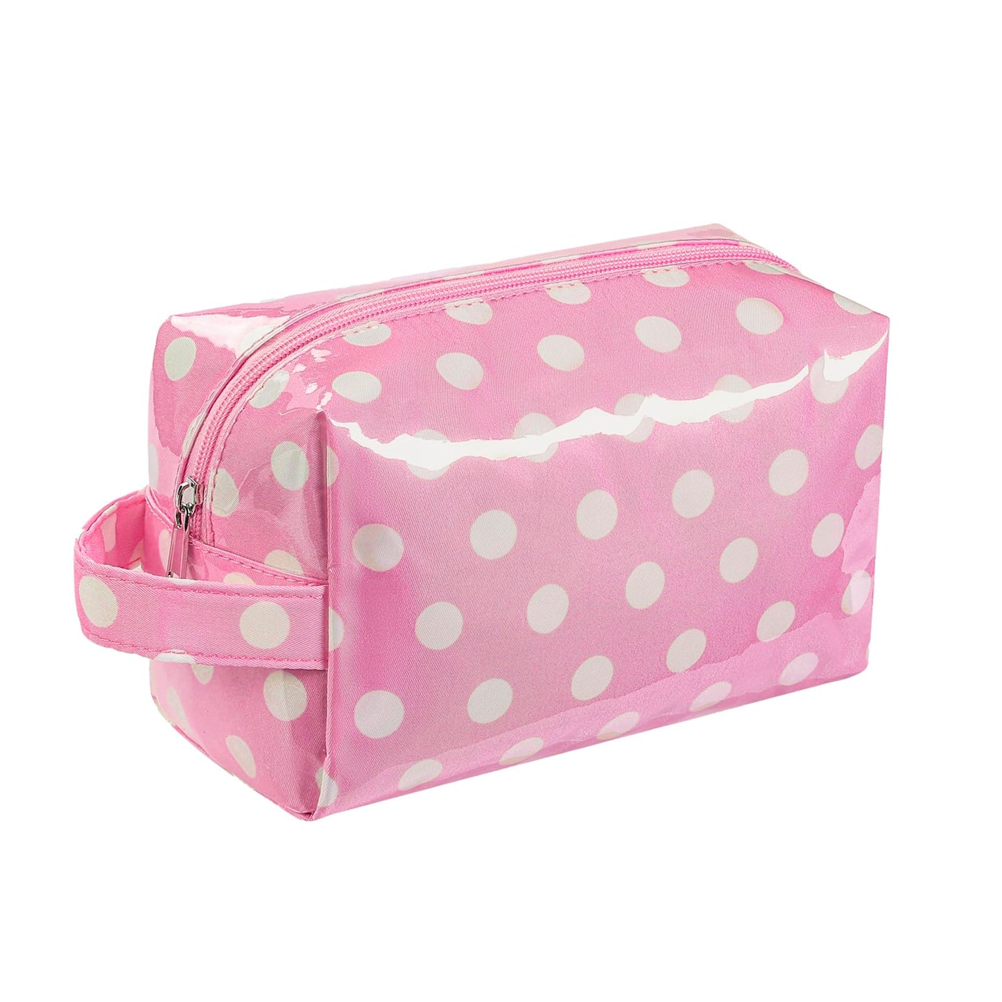 Lestikave PVC Striped Clear Coated Waterproof Makeup Bag(17Light Pink)