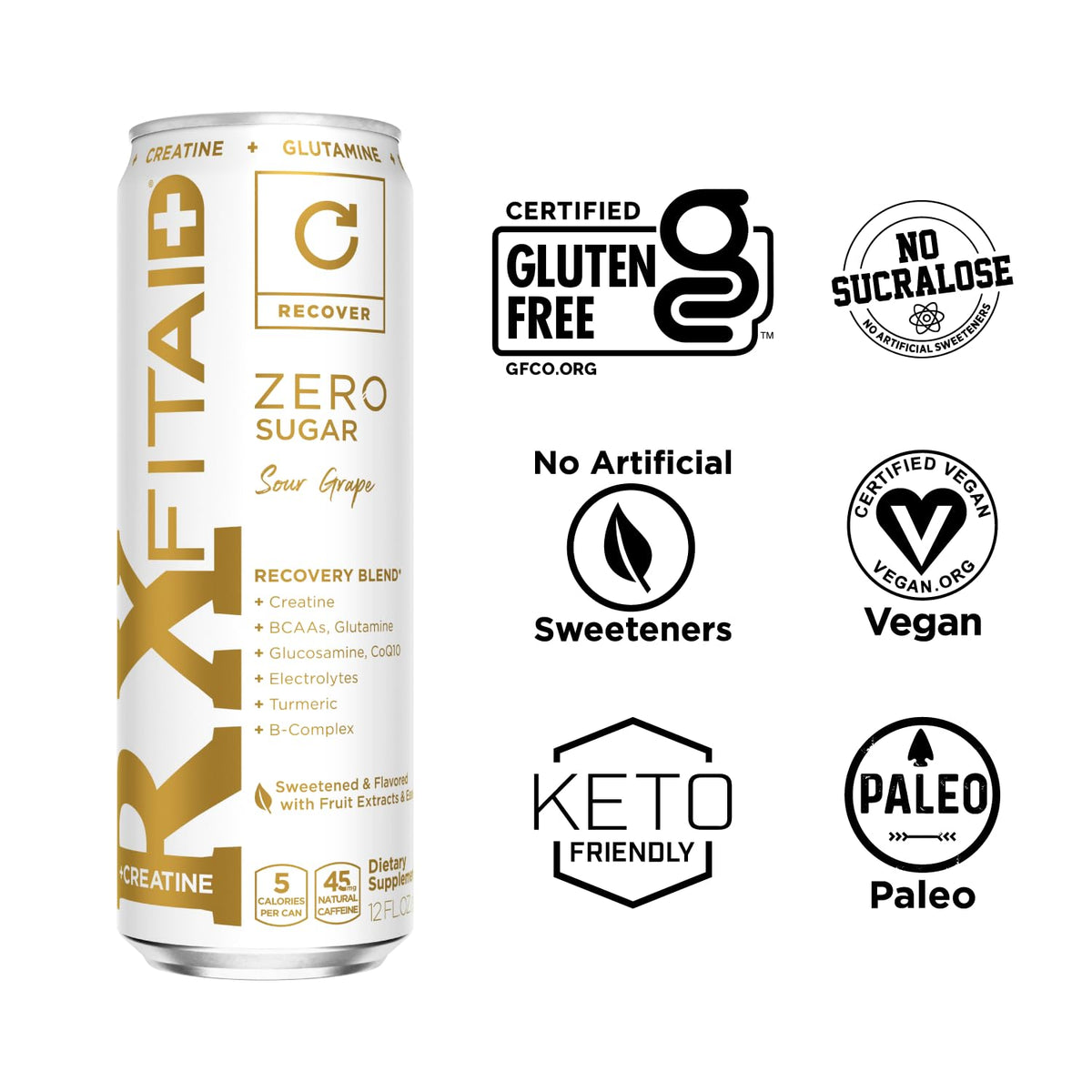 LIFEAID FITAID RX Zero - Keto-Friendly, 5 Calorie Post-Workout Drink with Creatine & BCAAs