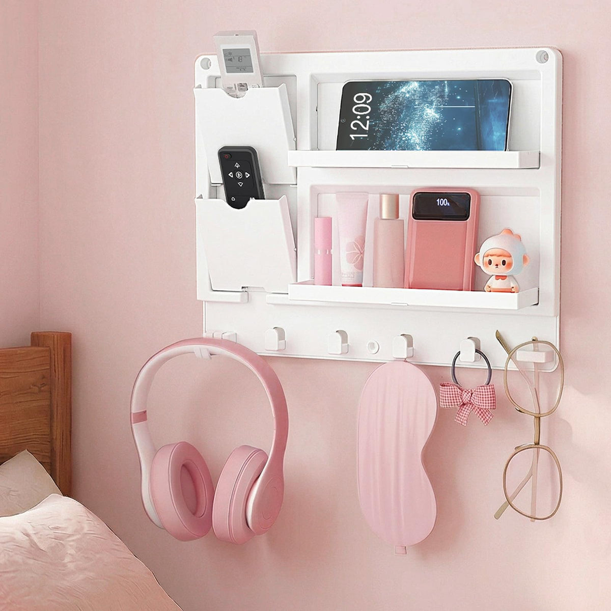 Lifewit Plastic Bedside Wall Shelf, Adhesive Floating Shelves Dorm Decor