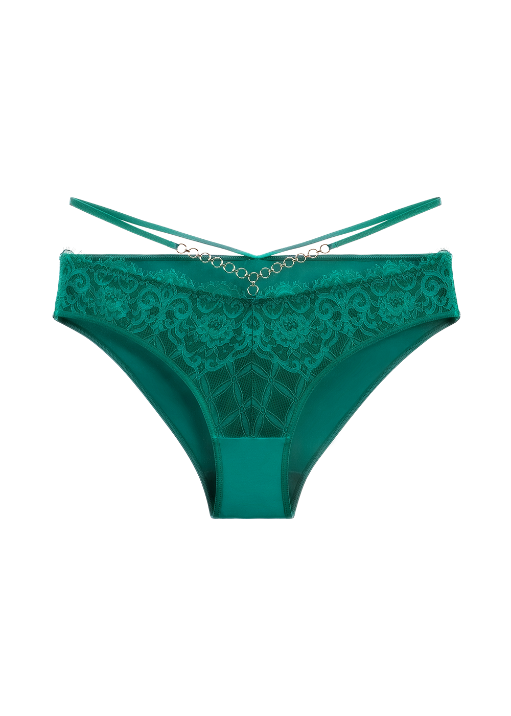 LILLIAN Green Floral Lace Brief Panties