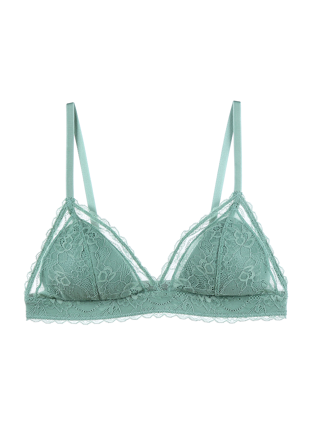 LILY Plus Comfort Triangle Wireless Recycled Lace Bralette Demi Bra