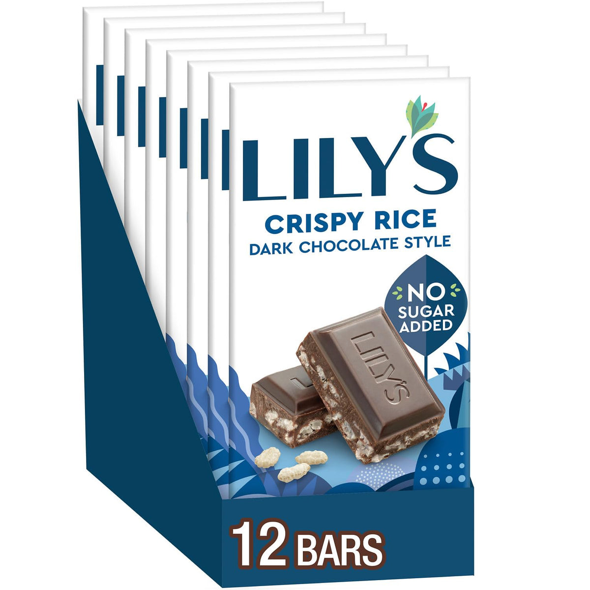 LILY'S Crispy Rice Dark Chocolate Style No Sugar Added Bars – 12 Count