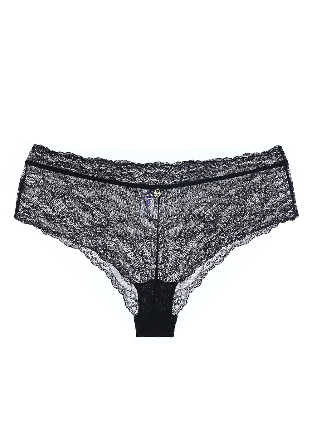 LISA Sexy Floral Recycled Lace Black Boyshort Panties