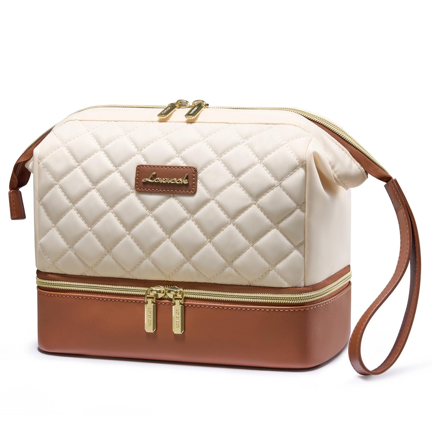 LOVEVOOK Travel Makeup Bag, Portable Double Layer Cosmetic Bag For Women