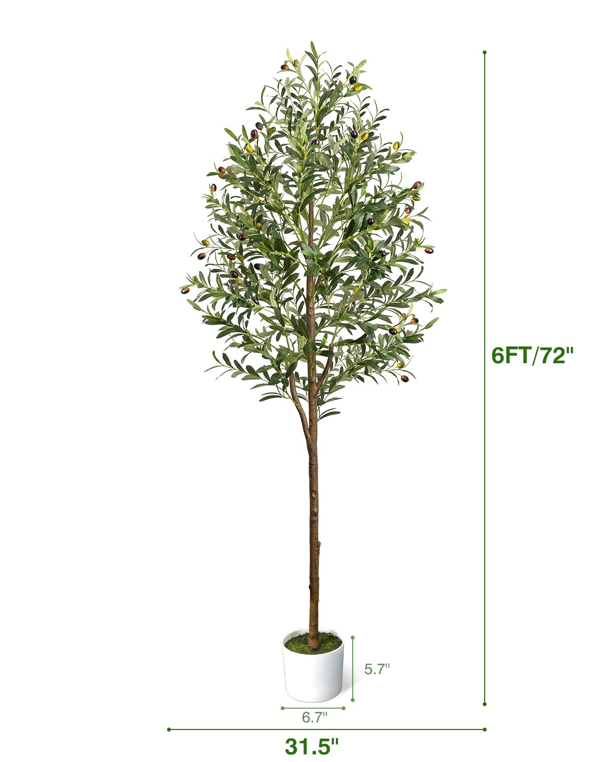 LuceAlberi 6FT Artificial Olive Tree Indoor Tall Faux with Planter&Basket